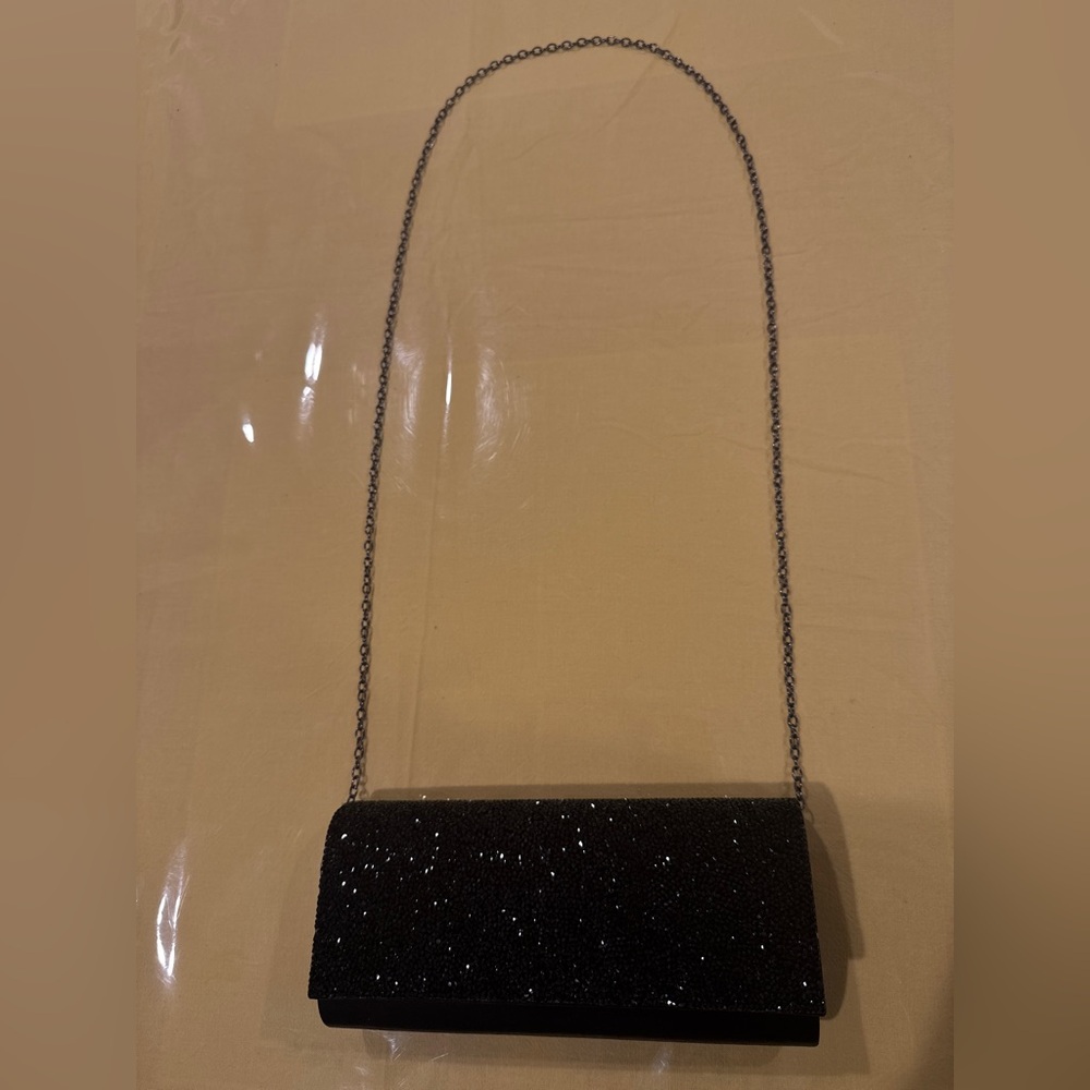Camille La Vie Black Glitter Clutch